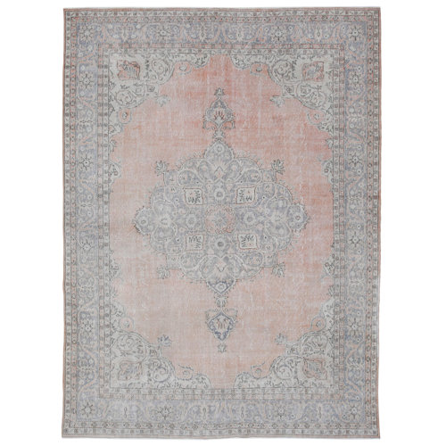 Bespoky Vintage Rugs HandKnotted Wool/Cotton Blue/Pink Rug
